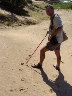 Trev with leopard tracks